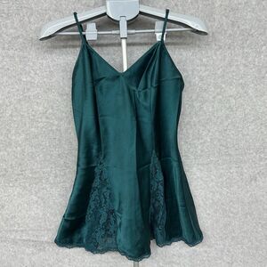 Vintage Victoria Secret Gold Label Size S Green Lace Babydoll Slip Dress Nightie